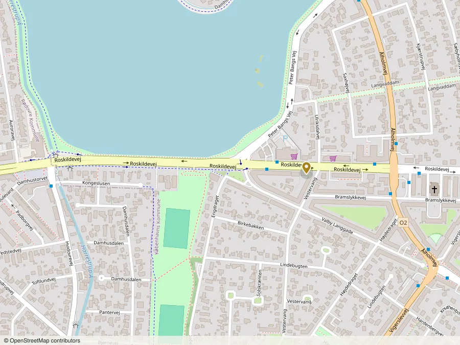 Kort over Roskildevej 185A, 2500 København